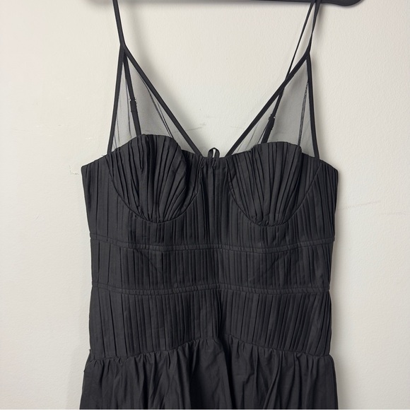 Moon River Black Bustier Midi Dress NWT Small Mesh Detail Anthropologie $160 - Picture 2 of 12